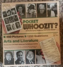 Vintage Pocket Whoozit Arts and Literature Strategy Picture Trivia Game 1985