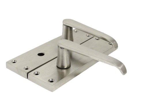 Victorian Straight Satin Nickel Interior Bathroom Door Handles - Picture 7 of 12