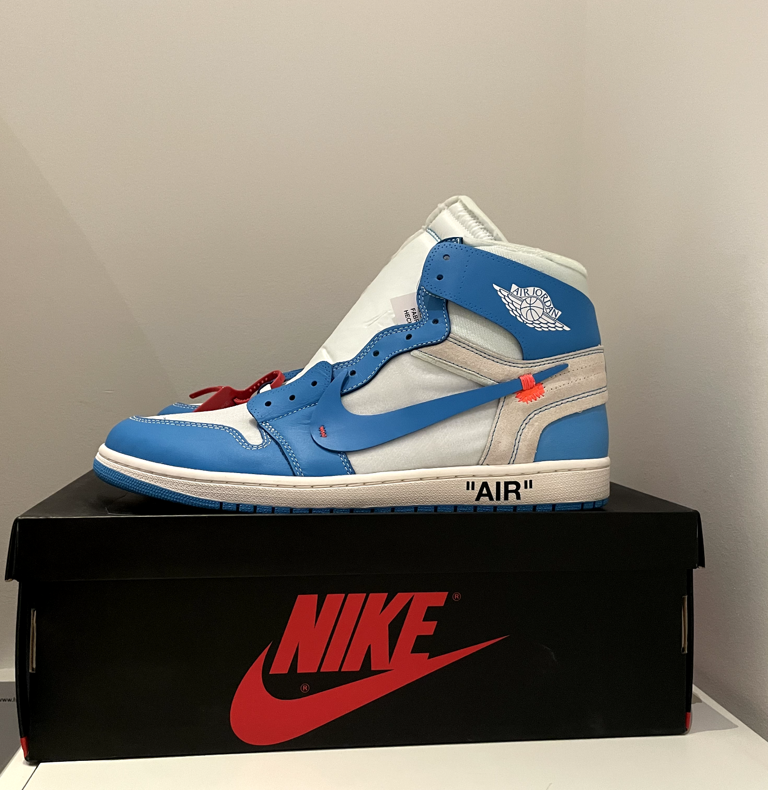 OFF WHITE X NIKE Nike Air Jordan 1 x Off White "UNC" taglia US 15 AQ0818 148 scatola originale 100% autentiche