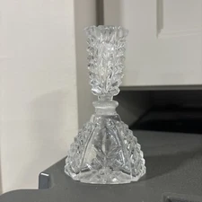 Vintage I.W. Rice & Co Crystal Clear Glass Diamond Cut Perfume Bottle Japan
