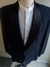 VTG. 1952 ROTHSCHILD's Shawl Collar 2 Pc. Tuxedo Navy/Black Satin SZ 44R 