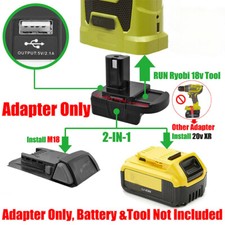 1x Adapter fits Ryobi 18V Tools to for DeWalt 20V MAX XR  Milwaukee M18 Battery