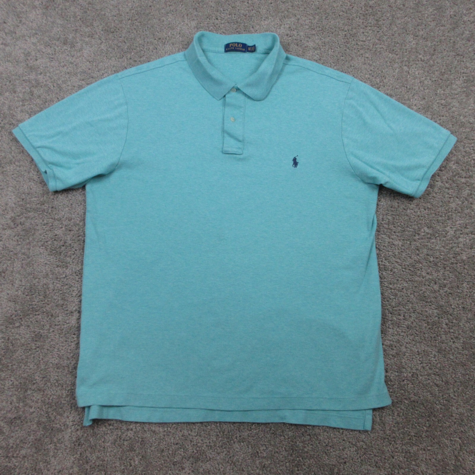 Polo Ralph Lauren camicia uomo XLT blu erica pony logo jersey morbido rugby golf