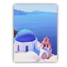 Santorini II Framed Canvas Stretched Ready to Hang 50x40 Home decor Gift.