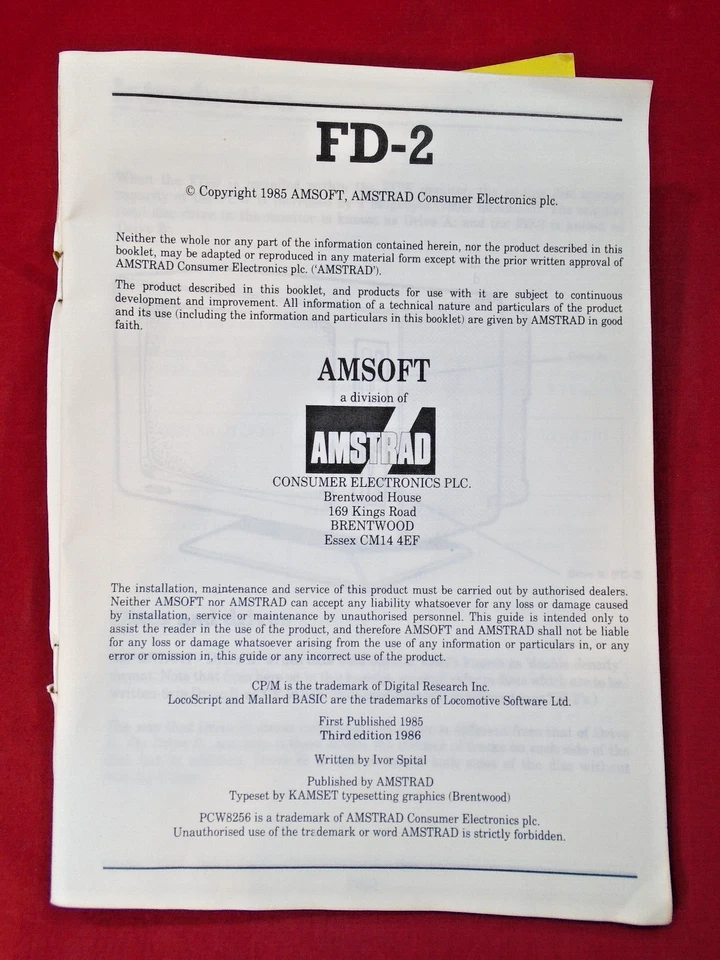 Amstrad PCW Series,FD-2 User Instructions . DS/DD Additional Disc Drive for pcw - Image 4 of 4