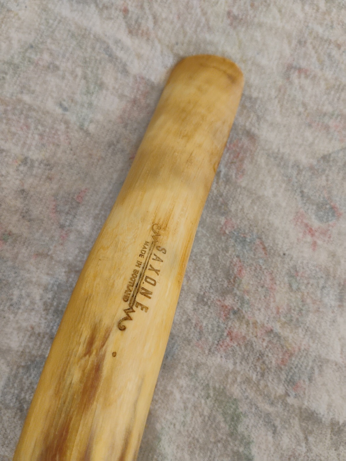 Vintage Saxone Ox Horn Shoe Horn Handmade In Scotland 15¼in Lanyard Hole Unique 