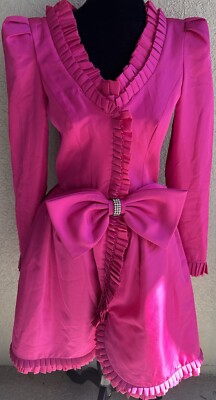 En Francais by Huey Waltzer Fuchsia Vintage 80's Cocktail Dress Sz 8