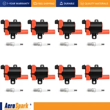 Set of 8 Energy Round Ignition Coil& Spark Plug for GMC Sierra 1500 Cadillac