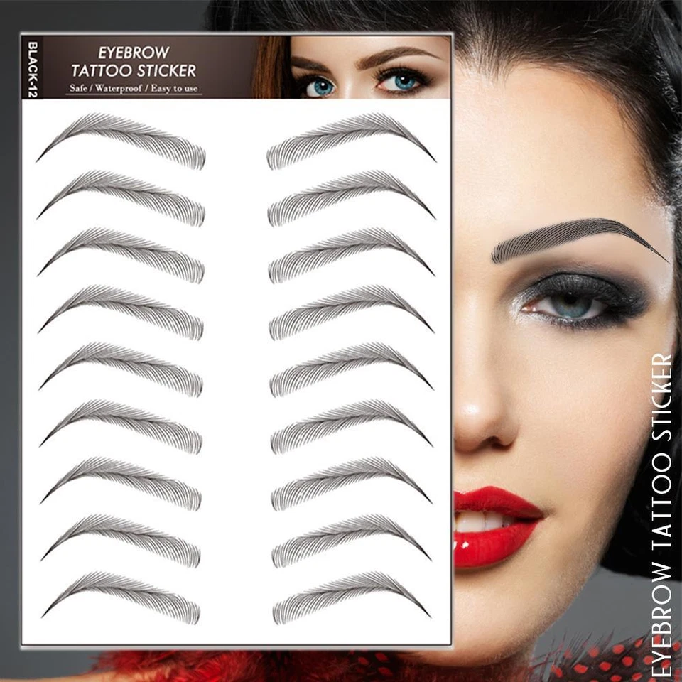6D Eyebrows Tattoo Real Look Sticker False Eyebrow Waterproof Stick O B1X0 D2P3 - Image 2 of 4