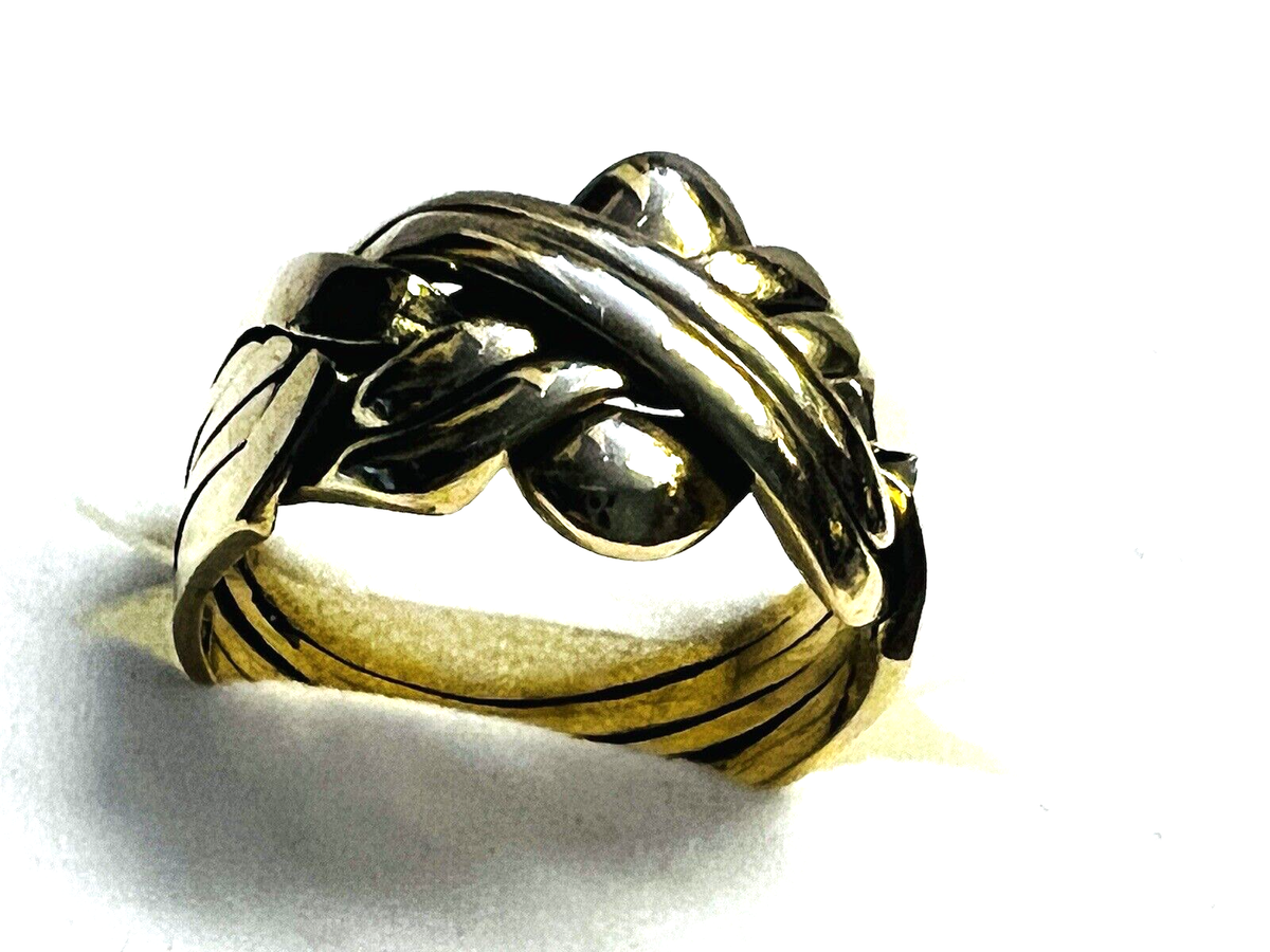 18K Solid Yellow Gold 6 Band Puzzle Ring…Size 7.5.RaRe | eBay