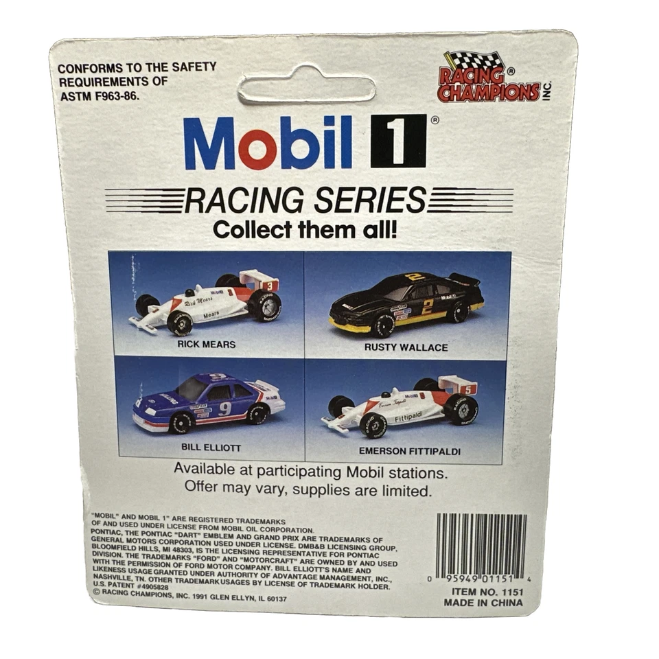 Racing Champions 9 Bill Elliott Mobil 1 Racing Melling Oil Collectors Series Novo - Imagem 2 de 4