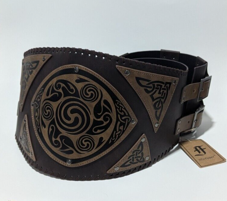 Embossed Medieval Waist Belt Vintage Waistband Corset Belt Unisex Cosplay Larp
