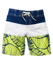 GYMBOREE SWIM SHOP COLORBLOCK w/ LEAF PRINTED SWIM TRUNKS 12 18 4T NWT