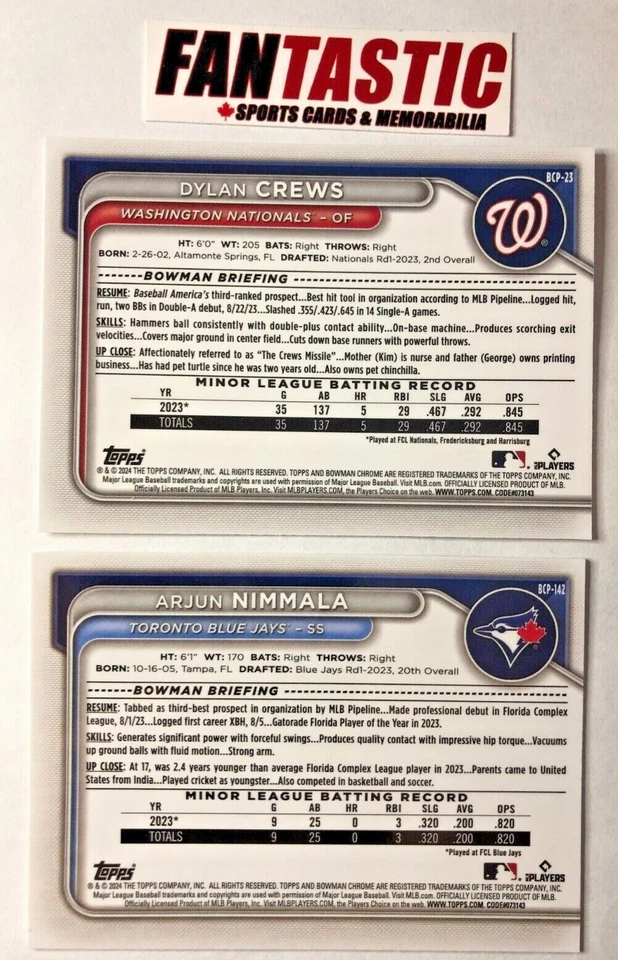 2024 Bowman CHROME Prospect Card YOU PICK BCP-1 to BCP-250 inc 1st Bowman's etc - Image 2 of 2