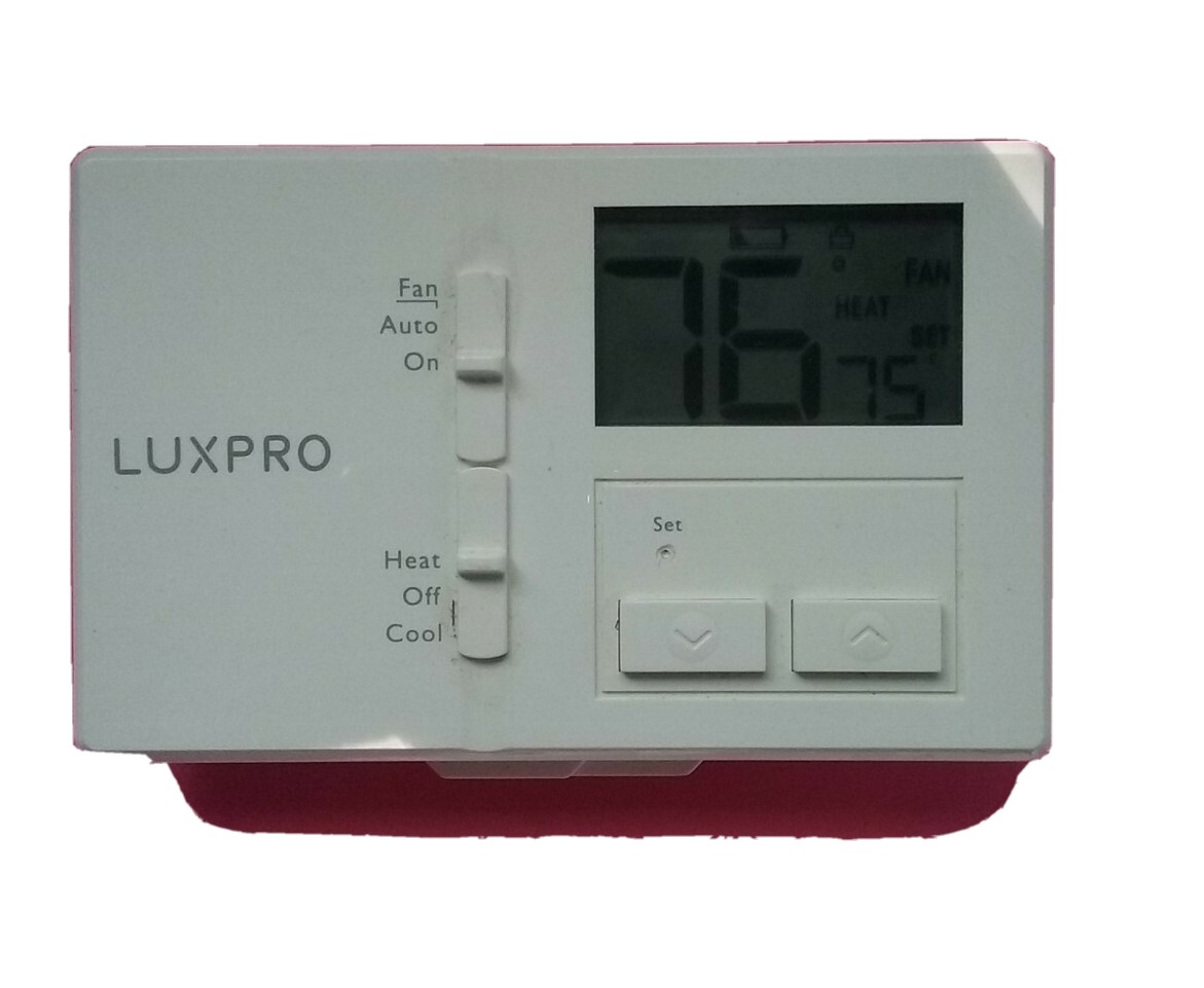 Lux P111 Non-Programmable Thermostat, H C, Wall Mount,  Hardwired/Battery,