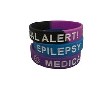 Child Kids Youth XS Adult Epilepsy Epileptic Medical Silicone Bracelet Lot of 3