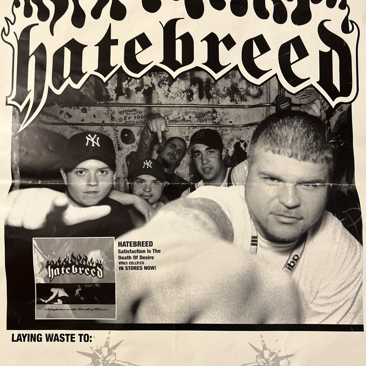 HATEBREED Satisfaction 97年 USオリジナル 白盤 Vintage Hatebreed 1997 Poster Satisfaction Is The Death Of Desire