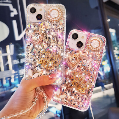 Sparkling Diamond Crown Love Phone Case For iPhone 14 13 12 11 Pro Max Plus XR X