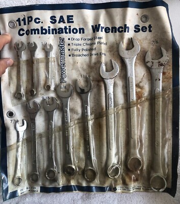 Vtg Combination Wrench Set Chrome Plated 3/8 -7/8'' Drop Forge Steel Used