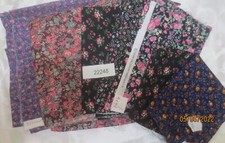 4 yards of 7 cuts Quilters Crafters Cotton Calico fabric Blue Purple Flowers