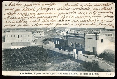 PORTUGAL Portimao Postcard 1910s Praia da Rocha Beach Hotel Viola