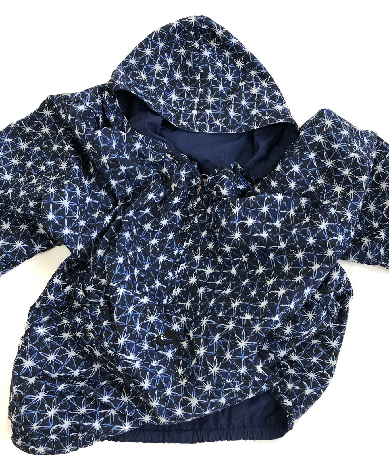 Vtg 90s NIKE Windbreaker Hood Zip Pull Over Jacket Size M Reversible ￼pattern image 7