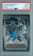 Allen Iverson 1996 Bowmans Best RC Rookie #TB13 PSA DNA MINT 9 Auto 10