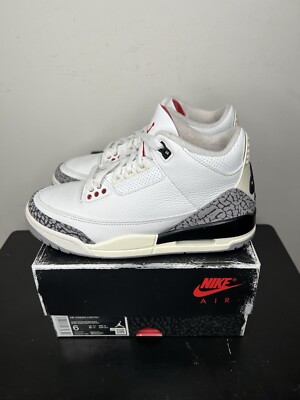 Air Jordan 3 GS White Cement Reimagined Size 6.5Y 2023 DM0967-100 Blk Fear Used
