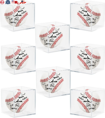 8 Pack Acrylic Baseball Case for Display UV Protected Baseball Display Cube