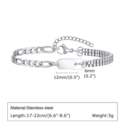 A-Z Initial Bracelets for Men Women, Never Fade Figaro Chain,Box Link Bracelets - Picture 10 of 23