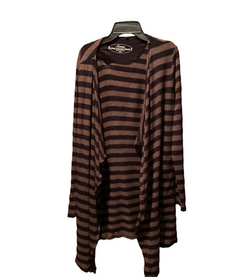 Soma Open Front Striped Waterfall Knit Cardigan Small