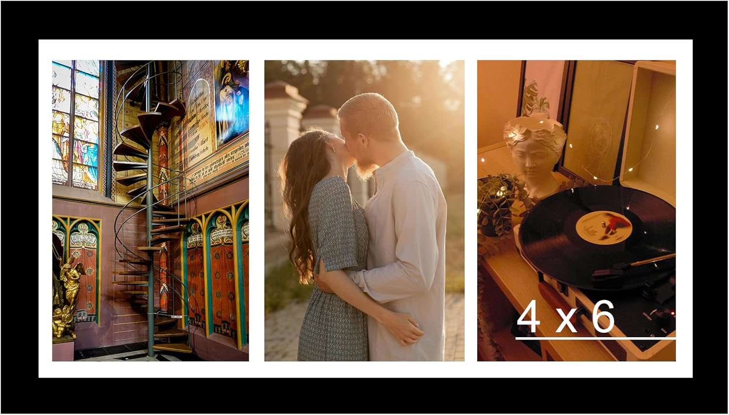 8X16 Collage Picture Frame with Mat, Display 3 Pcs 4X6 Photos or 8X16 Picture, T