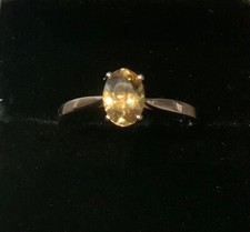 10K yellow gemstone oval solitaire ring size N1/2 yellow gold hallmarked