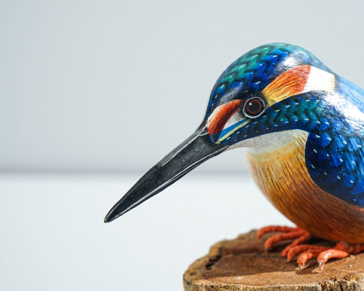 Coppia Di Ornamenti Per Uccellini In Metallo Finito A Mano Kingfisher - Foto 6