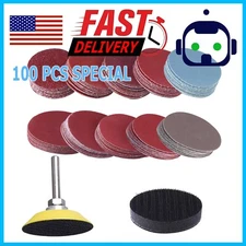102PC 2 inch Sanding Discs Dry Hook Loop 80-3000 Grit for Drill Die Grinder US