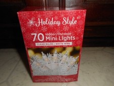 70 Count Mini Christmas Lights Clear Bulbs w/ White Wire 14.5 ft New Boxed