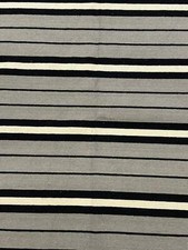 Handmade Vintage Wool Rug Gray Turkish Kilim Striped Pattern 5'8 x 7'8