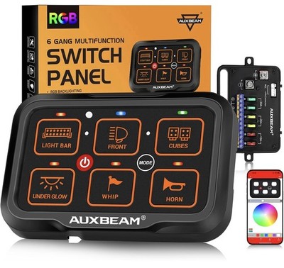 Auxbeam AR-600 6-Gang RGB Bluetooth Switch Panel   Multifunction 20  Ext Upgrade