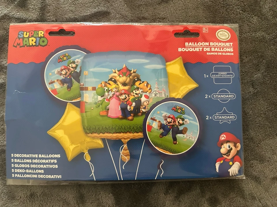 Globos Super Mario Brothers Decoraciones Fiesta de Cumpleaños Jumbo Confeti 11 Retro Foto 3 de 4