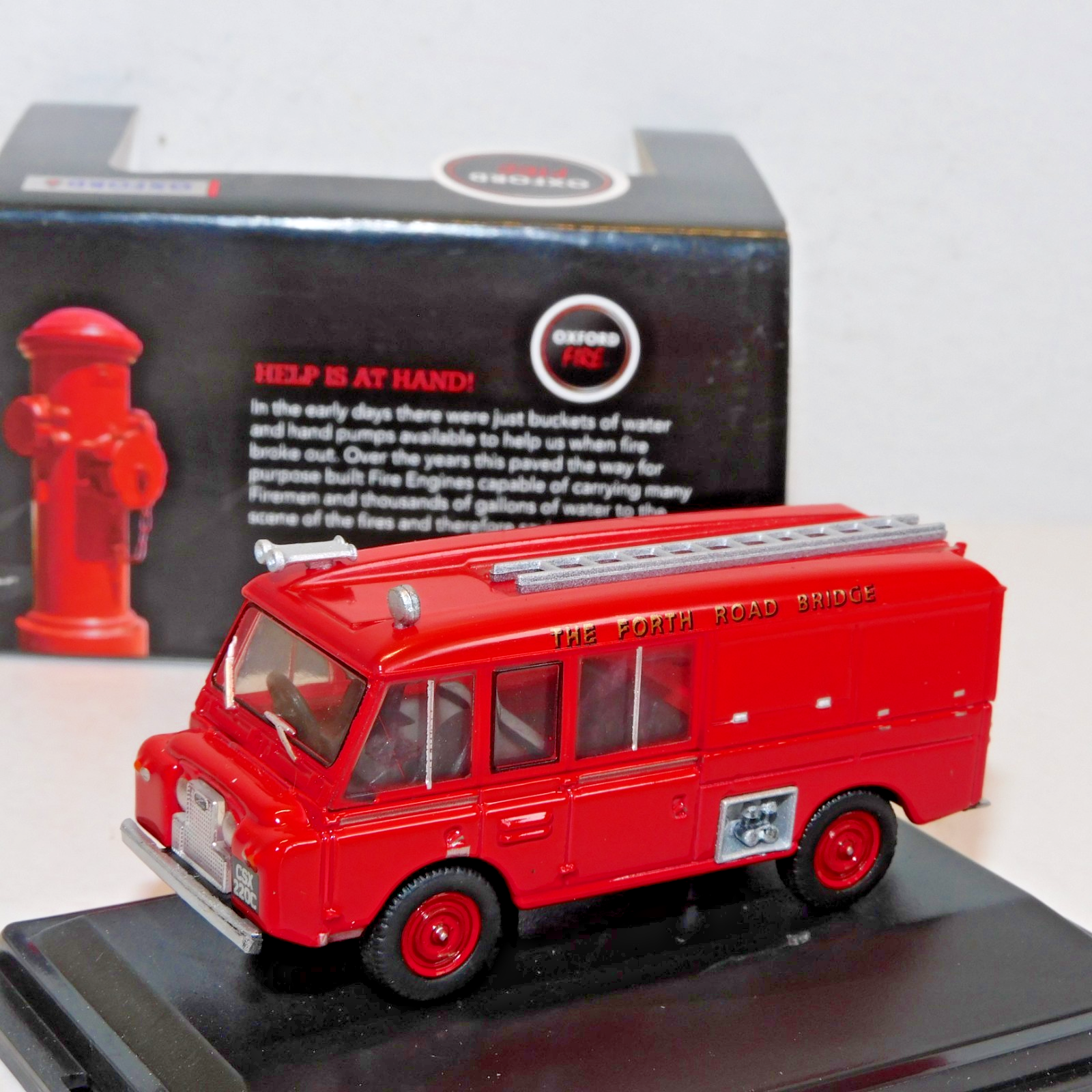 OXFORD DIECAST LAND ROVER FT6 CARMICHAEL FIRE FORTH ROAD BRIDGE 1/76 LRC003