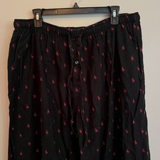 Polo Ralph Lauren Mens Pajama Pants XL Black Red Pony Logo Cotton Sleepwear