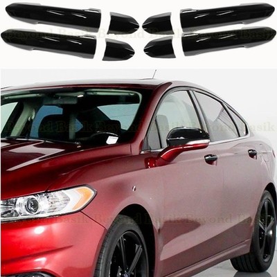 2013-2020 Ford Fusion 16-23 Edge GLOSS BLACK Door Handle COVERS w/4 Smt Keyholes