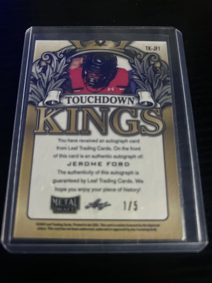 2022 Leaf Metal Draft Jerome Ford Rookie Touchdown Kings Snake Skin Auto /5 - Image 2 of 2