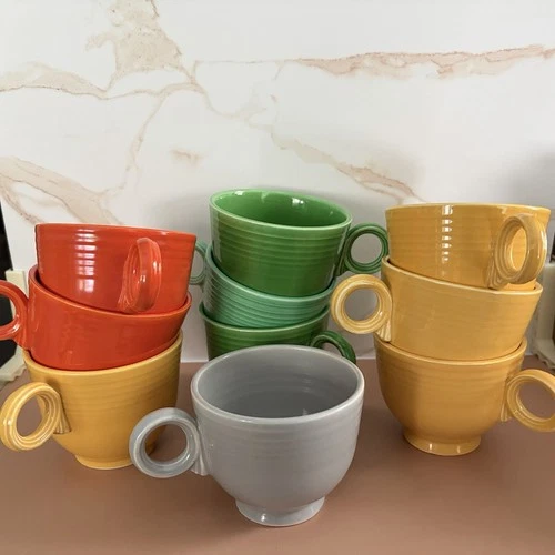 Vintage Fiestaware Ring Handle Cups In Various Colors