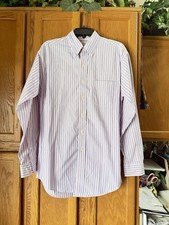 Brooks Brothers Mens Orginal Polo Non-Iron Blue Striped Button Down Shirt Medium