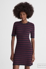 Madewell Ribbed A-Line Mini Dress Navy and Red Mmini Stripe Size Medium