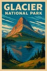 Glacier  National Park Vintage Postcard Style Metal Sign Advertising