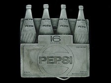UC09142 NOS VINTAGE 1970s PEPSI 8-PACK SODA FOUNTAIN ADVERTISEMENT BUCKLE