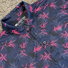 Ariat Tek Polo Shirt Mens M Leaf Tek Polo Navy Bamboo Print