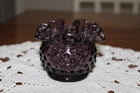 Fenton Art Glass Amethyst Purple Hobnail Ruffle Rim Rose Bowl 2 3/4"  Vase Rare